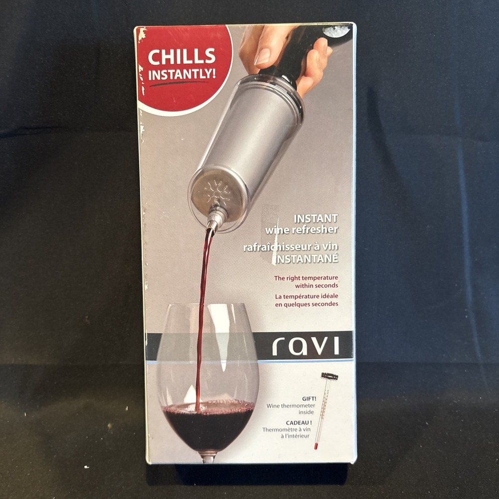 Vintage  Ravi Instant WINE CHILLER Cooler Refresher With Bonus Thermometer NEW